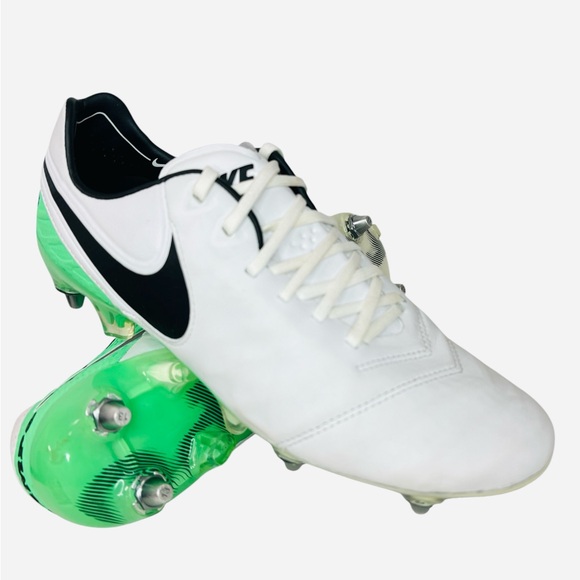 Nike Tiempo Legend VI SG PRO 819680-103 White/Green Metal Soccer Cleats Size 7